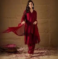 Women Kurta Set (Red)